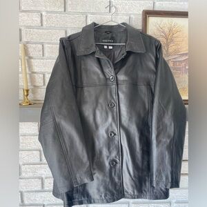 Sequence women’s leather jacket size large 14-16 black